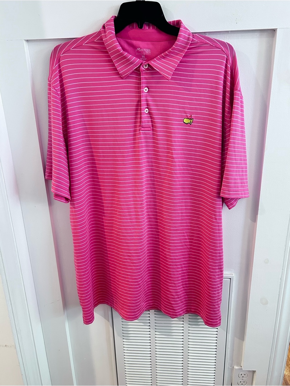 Masters Tech Pink Striped Polo Shirt XXL